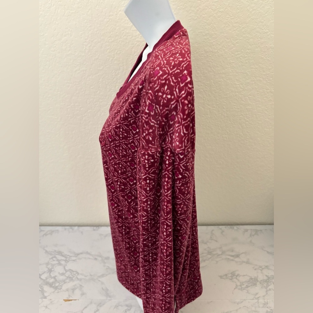 Nautica Shirt Women's Size Small Long Sleeve Red Ribbed Geometric Pullover​ - Picture 4 of 8